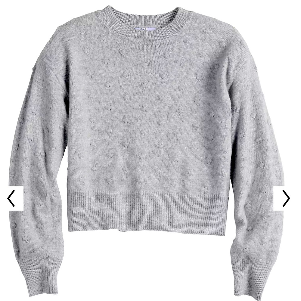 Vylette Heather Gray Bauble Stitch Pom Pom Sweater Junior M - Picture 5 of 14